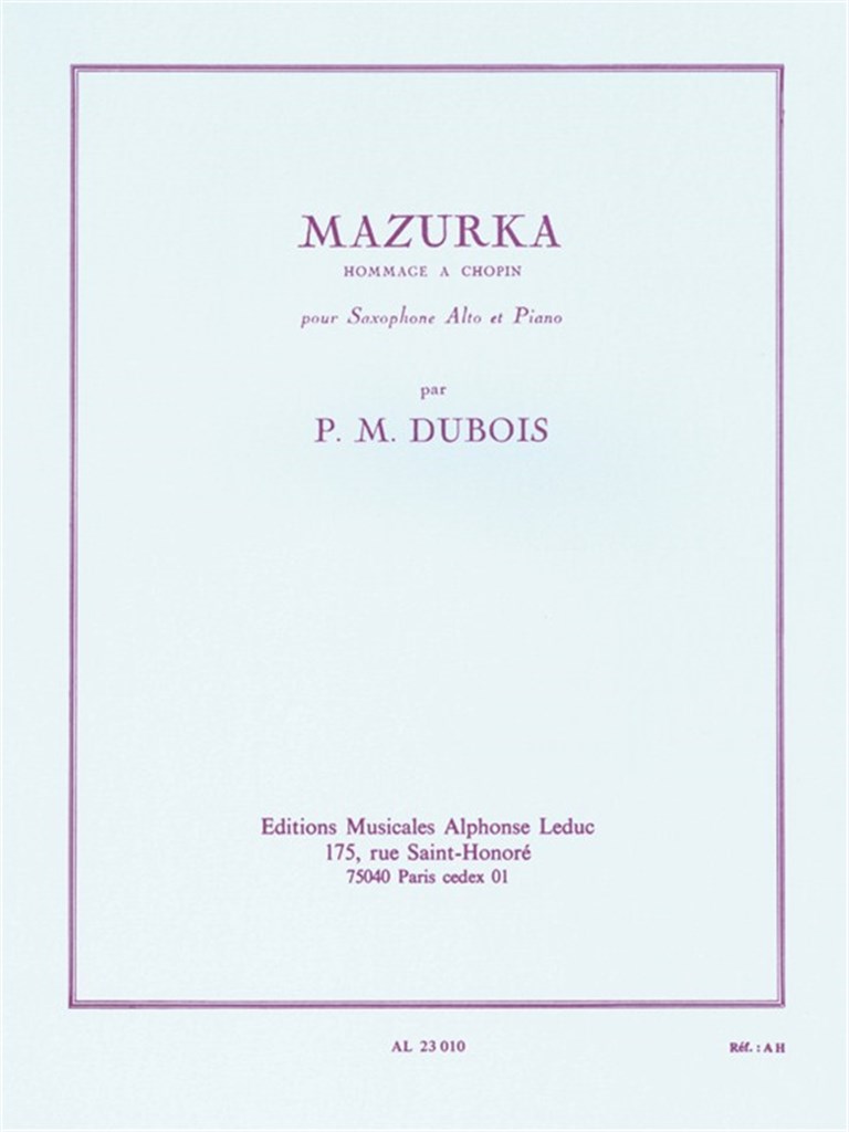 Mazurka, Hommage à Chopin (Saxophone-Alto & Piano)